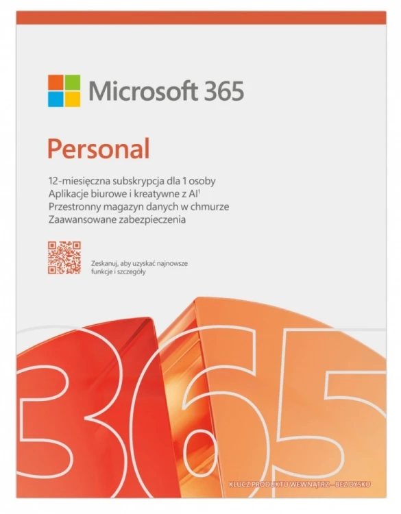 Microsoft M365 Personal PL 1Y 1U 5D Win/Mac Box EP2-32454  Zastępuje P/N: QQ2-01752