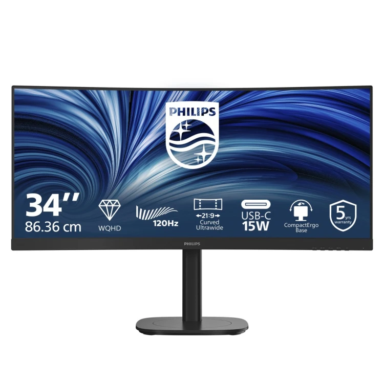 Philips Monitor 34 cale 34B2N3500C Curved VA HDMI DP USB-C HAS Głośniki