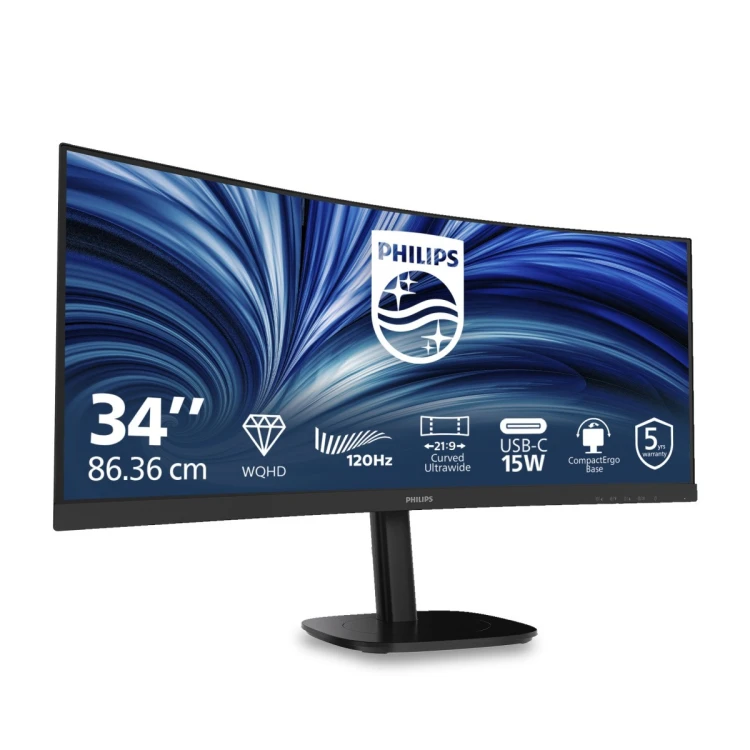 Philips Monitor 34 cale 34B2N3500C Curved VA HDMI DP USB-C HAS Głośniki