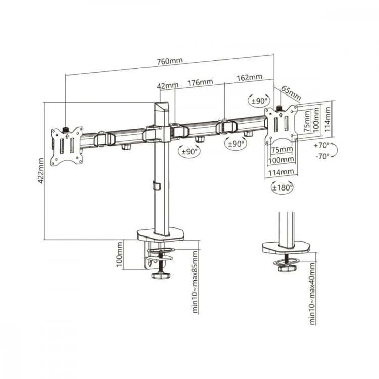 Maclean Uchwyt przegubowy na dwa monitory deluxe Ergo Office ER-449