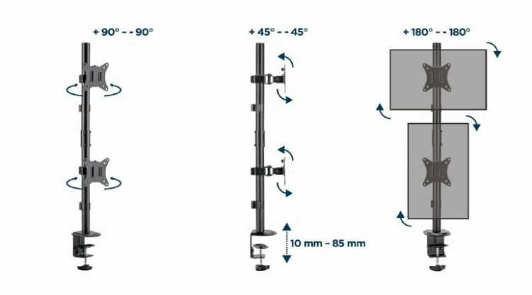 Gembird Uchwyt na  2 monitory 17-32 max. 9kg