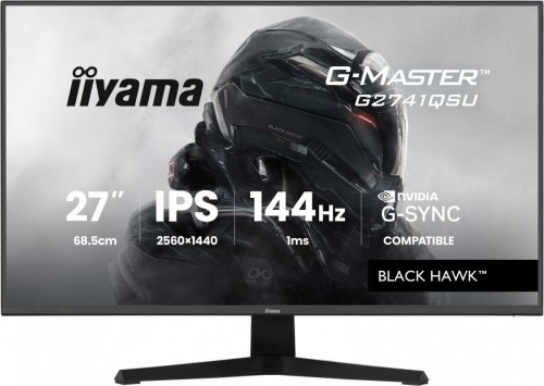 IIYAMA Monitor 27 cali G2741QSU-B1 IPS,QHD,144Hz,1ms,2xUSB                  Adaptive G-SYNC,HDMI,DP,350cd,
