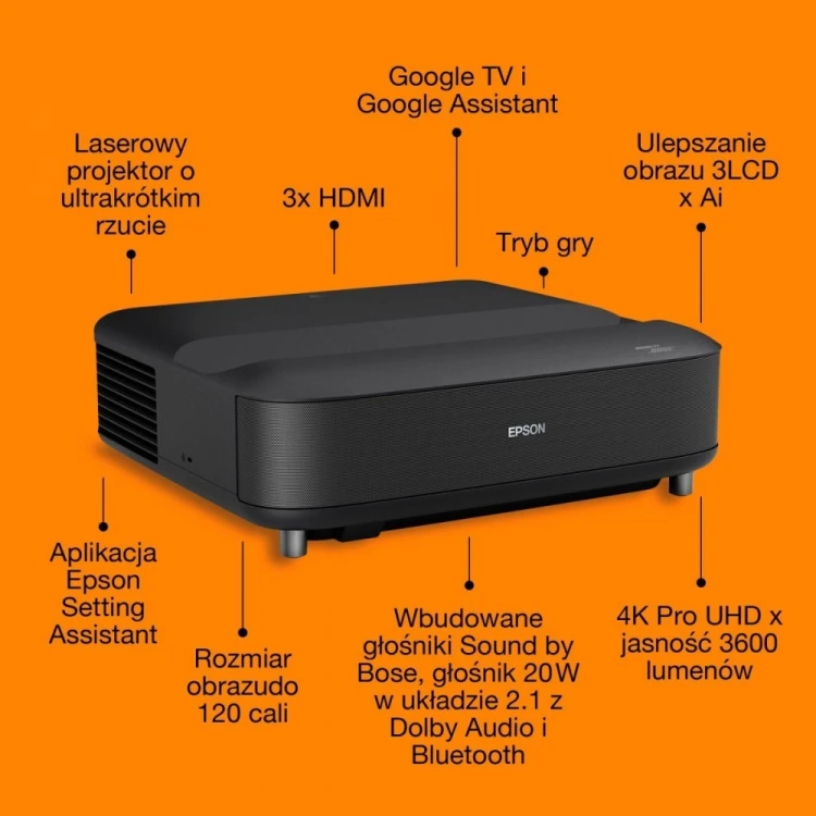 Epson Projektor EH-LS670B 3LCD KD 4KUHD/3600L/5m:1/16:9/czarny