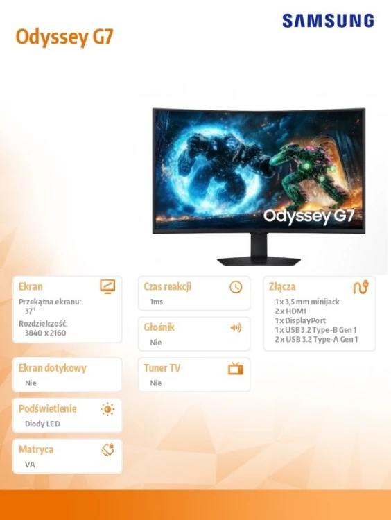 Samsung Monitor Odyssey G7 37 cali  LS37FG750EUXEN