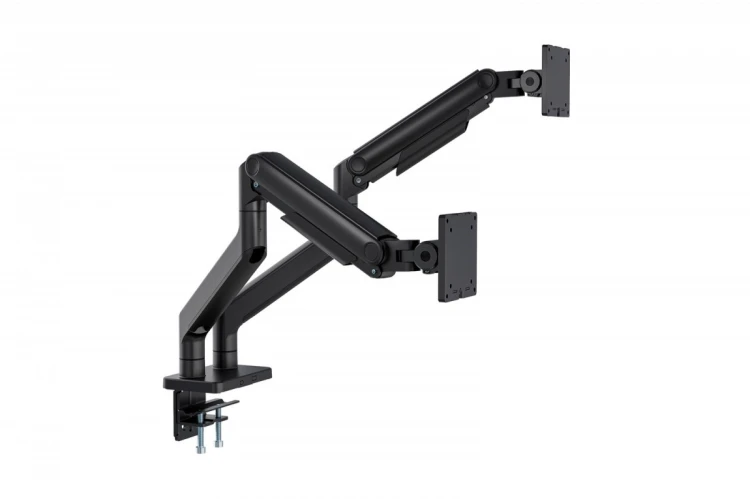 Digitus Uchwyt biurkowy podwójny z zaciskiem i sprężyną mechaniczną 2x LCD max. 45" 2x 20kg, VESA: 75x75, 100x100