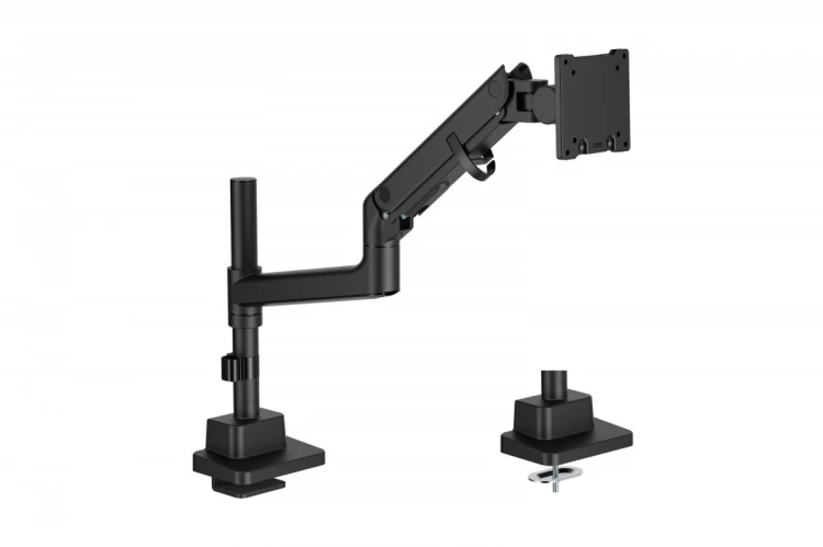 Digitus Ramię biurkowe pojedyncze z zaciskiem i sprężyną gazową 1x LCD max. 57" 27kg, VESA: 75x75, 100x100, czarne