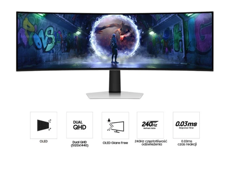 Samsung Monitor Gamingowy Odyssey  49 cali G93SD  LS49DG934SUXEN