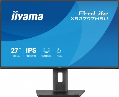 IIYAMA Monitor ProLite 27 cali XB2797HSU-B1 IPS,FHD,HDMI,DP,120Hz,2xUSBv3.2,        2xUSB-C, 350 CD, 2x2W, HAS 150/PIVOT