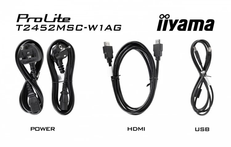 IIYAMA Monitor 24 cale T2452MSC-W1AG FHD,10PKT, POJ, IPS, HDMI, DP, 400cd, biały