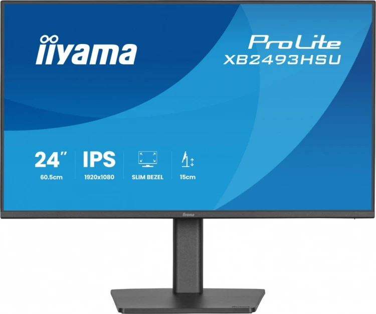 IIYAMA Monitor 23.8 cala XB2493HSU-B1 IPS.HDMI.DP.2x2W.USBx2, 350cd,1500:1,    HAS 150/PIVOT