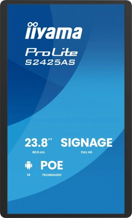 IIYAMA Monitor 23.8 cala ProLite S2425AS-B1 IPS,FHD,A14,24/7,RJ45, iiSignage, WI-FI