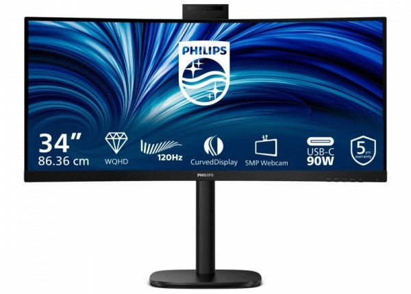 Philips Monitor 34 cale 34B2U3600CH Curved VA HDMIx2 DP HAS USB-C RJ45 KVM
