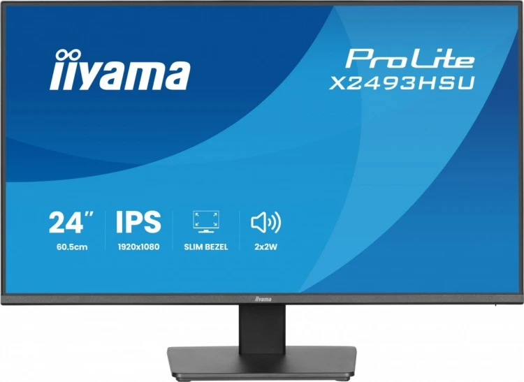 IIYAMA Monitor 24 cale X2493HSU-B1 IPS,FHD,HDMI,DP,120Hz, 1500:1, 2xUSB,    350cd, cienka ramka z 4 stron