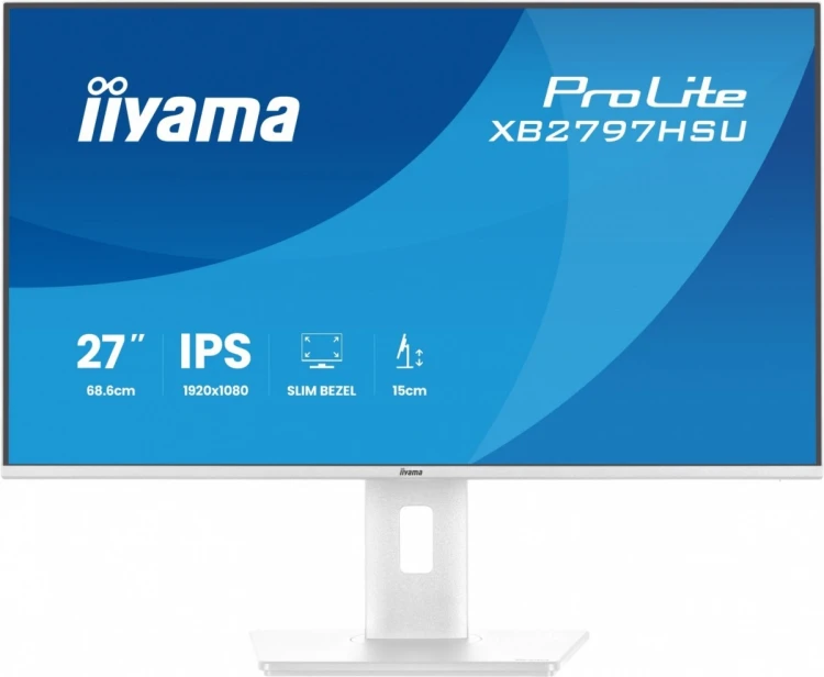 IIYAMA Monitor 27 cali XB2797HSU-W1 IPS, FHD, HDMI, DP, 120Hz, 2xUSBv3.2, 2xUSB-C, 350 CD, x2W, HAS 150/PIVOT, Biały