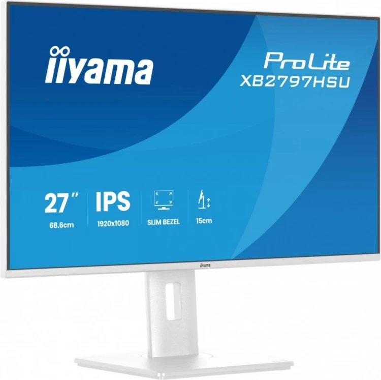 IIYAMA Monitor 27 cali XB2797HSU-W1 IPS, FHD, HDMI, DP, 120Hz, 2xUSBv3.2, 2xUSB-C, 350 CD, x2W, HAS 150/PIVOT, Biały