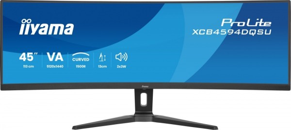 IIYAMA Monitor ProLite 44.5 cala XCB4594DQSU-B1 ,VA,DQHD,2xDP,2xHDMI,1500R,32:9,      450 cd/m2,  3000:1, USB HUB x4 (2x Type-A, 2x Type-C), 2 x 3W