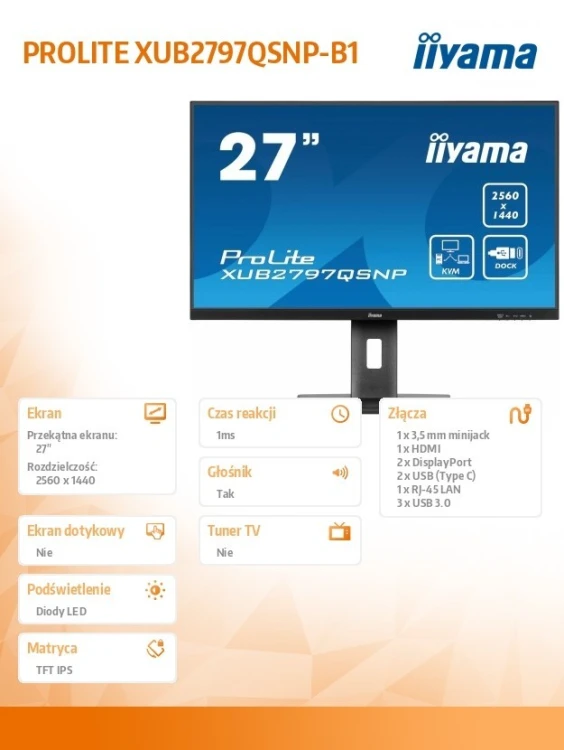IIYAMA Monitor 27 cali XUB2797QSNP-B1 + Norton Small Business card 250G PL