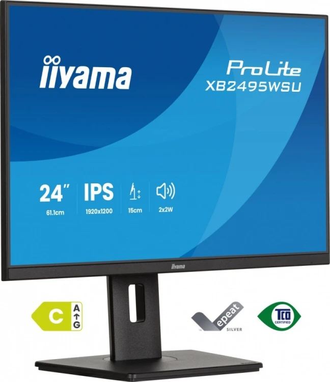 IIYAMA Monitor 24 cale XB2495WSU-B1  IPS,16:10,350cd,4ms,HDMI, 100Hz,1500:1, 4xUSB,2x2W,HAS150 (PIVOT)