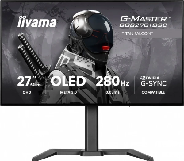 IIYAMA Monitor 27 cali GOB2701QSC-B1 OLED,280Hz,65W,2xHDMI,DP                1500 cd/m? (Szczytowa, HDR), 2560 x 1440, 1500000:1, 0.03ms, 2xHDMI,DP,US