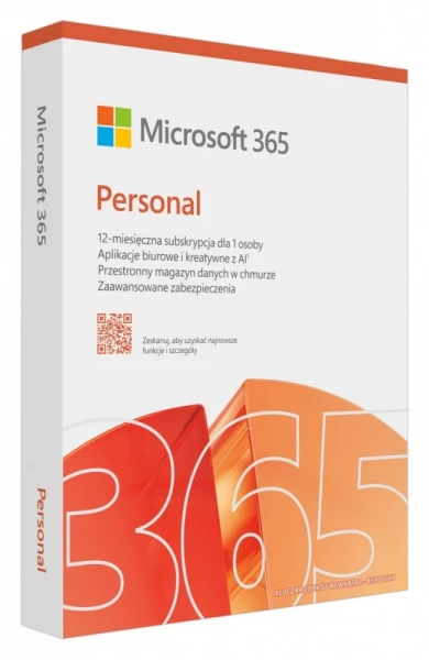 Microsoft M365 Personal PL 1Y 1U 5D Win/Mac Box EP2-32454  Zastępuje P/N: QQ2-01752