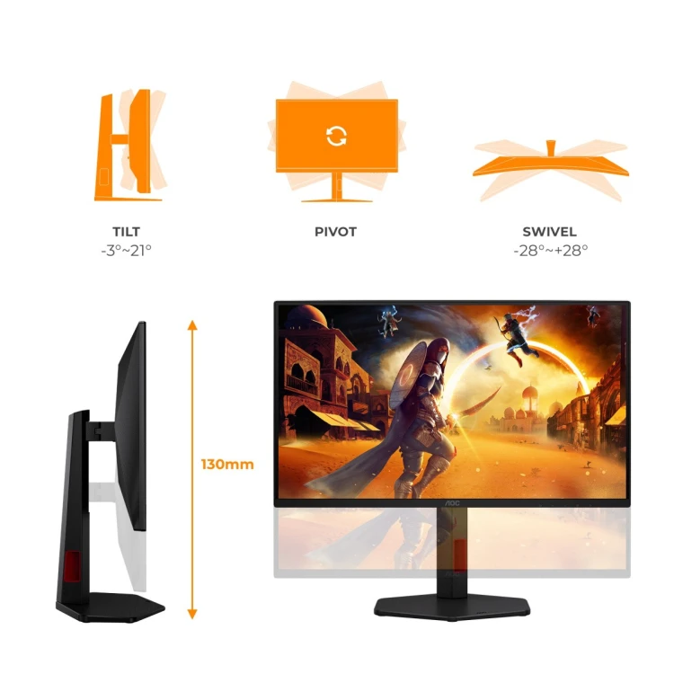 AOC Monitor 24.5 cala 25G4ZR Fast IPS 260Hz HDMIx2 DP Pivot