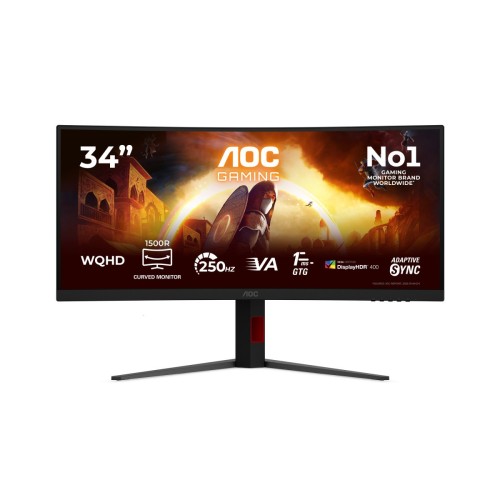 AOC Monitor 34 cale CU34G4ZCA VA Curved 250Hz HDMIx2 DP HAS Głośniki