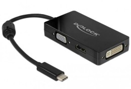 Delock Adapter USB C(M)->HDMI(F)/VGA(F)/DVI(F)(24+1) na kablu 13 cm czarny
