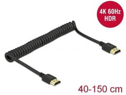Delock Kabel HDMI M/M v2.0 0.4m - 1.5m spirala czarny 84967