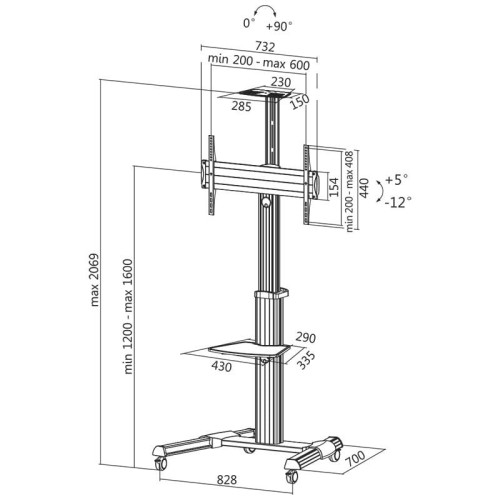 LogiLink Wózek na TV Vesa, max 50kg, 37-70cali