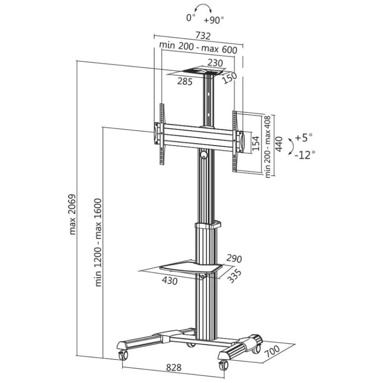 LogiLink Wózek na TV Vesa, max 50kg, 37-70cali