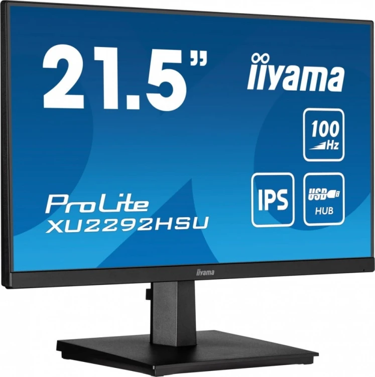 IIYAMA Monitor 21.5 cala ProLite XU2292HSU-B6 IPS,100Hz,FreeSync,SLIM,HDMI,DP,2x2W,  4xUSB(3.2),0.4ms