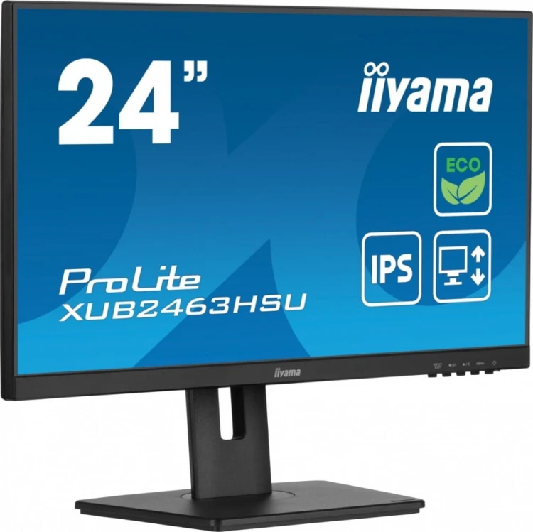 IIYAMA Monitor 23.8 cala ProLite XUB2463HSU-B1 IPS,100HZ,ECO,3ms,SLIM,HDMI,DP,2x USB3.22x2W,HAS(150mm),TCO,EPEAT
