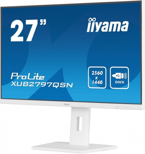 IIYAMA Monitor 27 cali XUB2797QSN-W1 IPS,QHD,USB-c Dock 65W,HDMI, WHITE /5y/