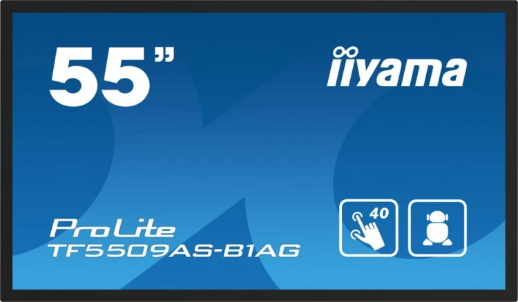 IIYAMA Monitor 55 cali TF5539AS-B1AG,IPS,4K,HDMIx2,DP,RJ45,3xUSB,2x10W,      ANDROID,24/7,IP65