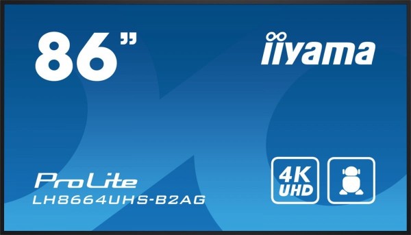 IIYAMA Monitor 86 cali LH8664UHS-B2AG,24/7,IPS,ANDROID.11,4K,3xHDMI,RJ45,    2xUSB,WiFi