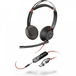 POLY Zestaw słuchawkowy Blackwire 5220 USB-C + USB-C/A (Bulk) 8X231A6