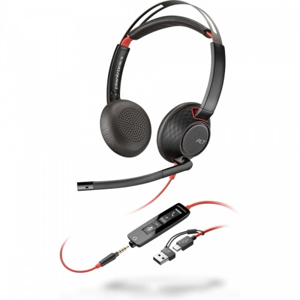 POLY Zestaw słuchawkowy Blackwire 5220 USB-C + USB-C/A (Bulk) 8X231A6