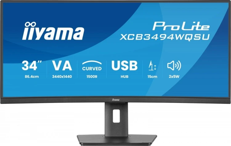 IIYAMA Monitor 34 cali XCB3494WQSU-B1 VA,UWQHD,1500R,2xHDMI,DP,2xUSB,2xUSB-C