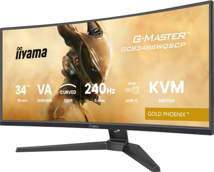 IIYAMA Monitor G-Master 34 cale GCB3486WQSCP-B1,VA,UWQHD,240HZ,0.4ms,1500R,HDR400,500cd,21:9,HDMI (2.1), USB-C dock 95W, RJ45, 2x5W, KVM,PiP