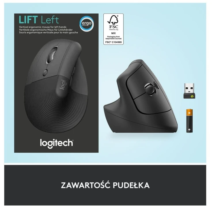 Logitech Mysz Lift Grafit dla leworęcznych 910-006474