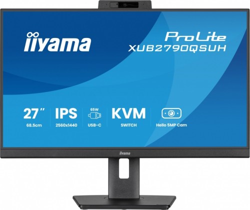 IIYAMA Monitor 27 cali XUB2790QSUH-B2 IPS,QHD,CAM,MIC,HDMI,DP,3xUSB(3.2),  100Hz,ADAPTIVE SYNC,FlickerFree,2x2W,WINDOWS HELLO
