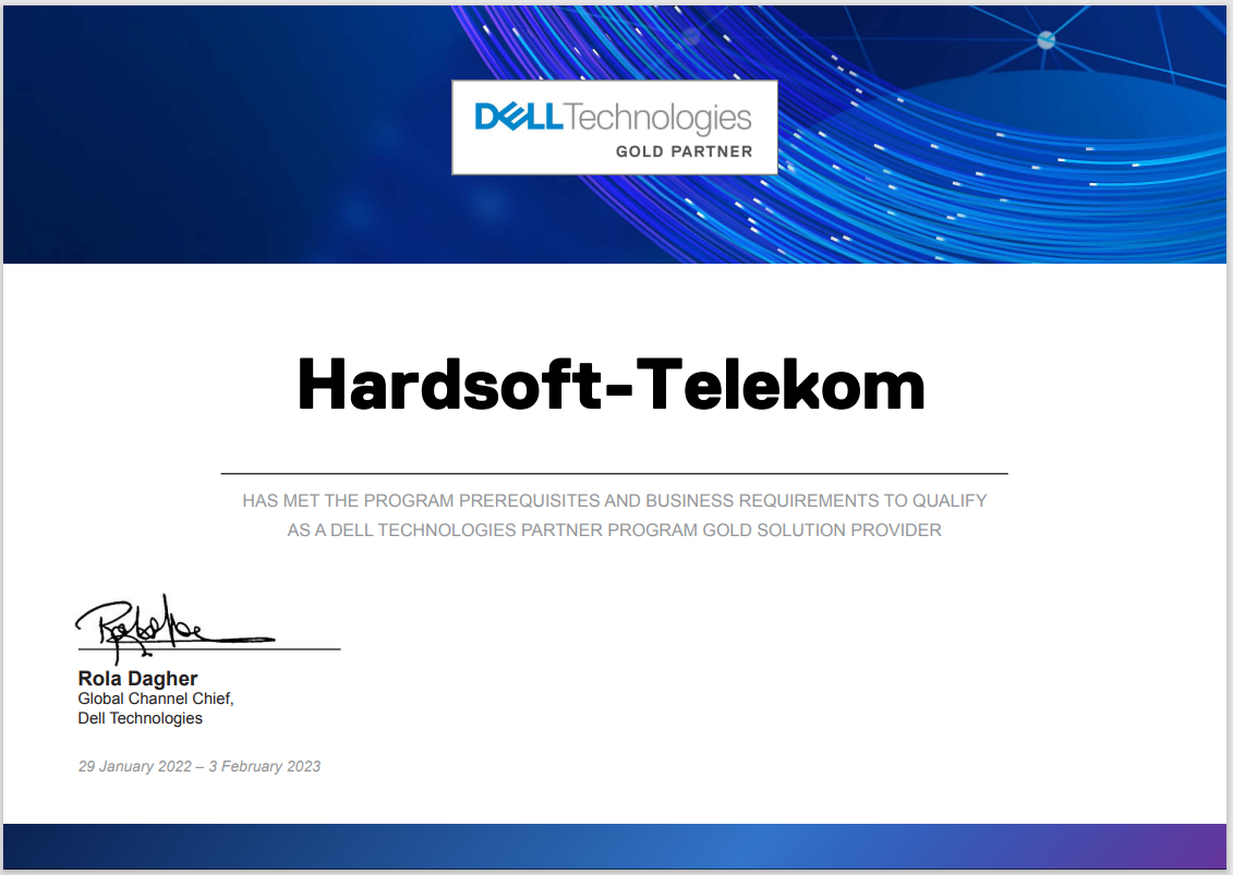 Dell Gold Partner Certificate