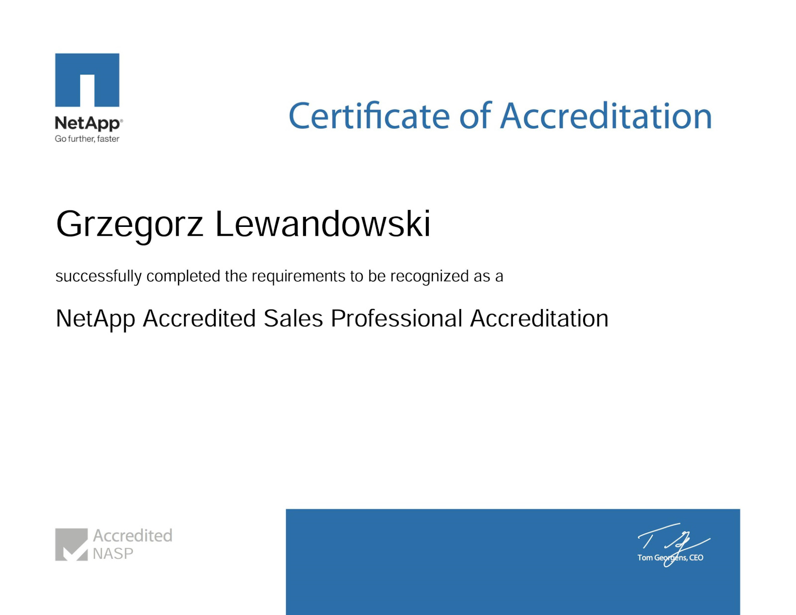 NetApp Accredited Sales Professional Accreditation
