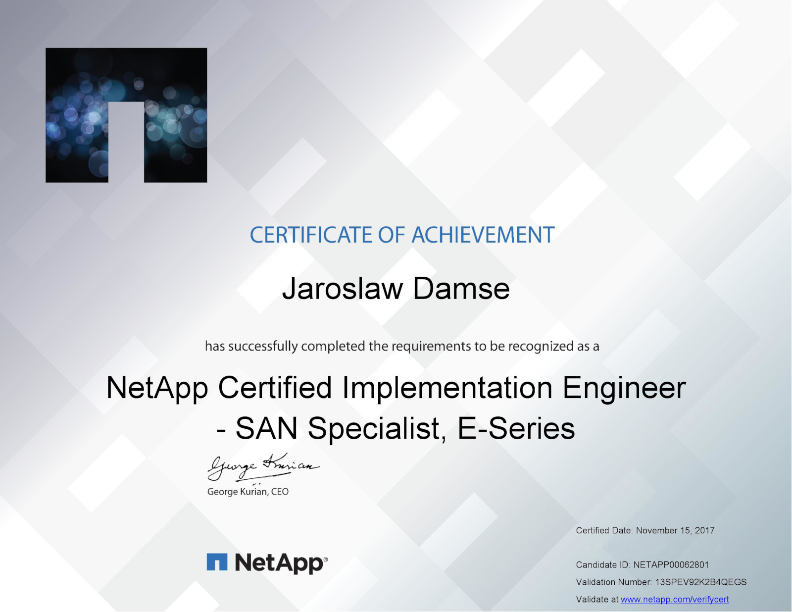 NetApp Certified Implementation Engineer - SAN Specialist E-Series