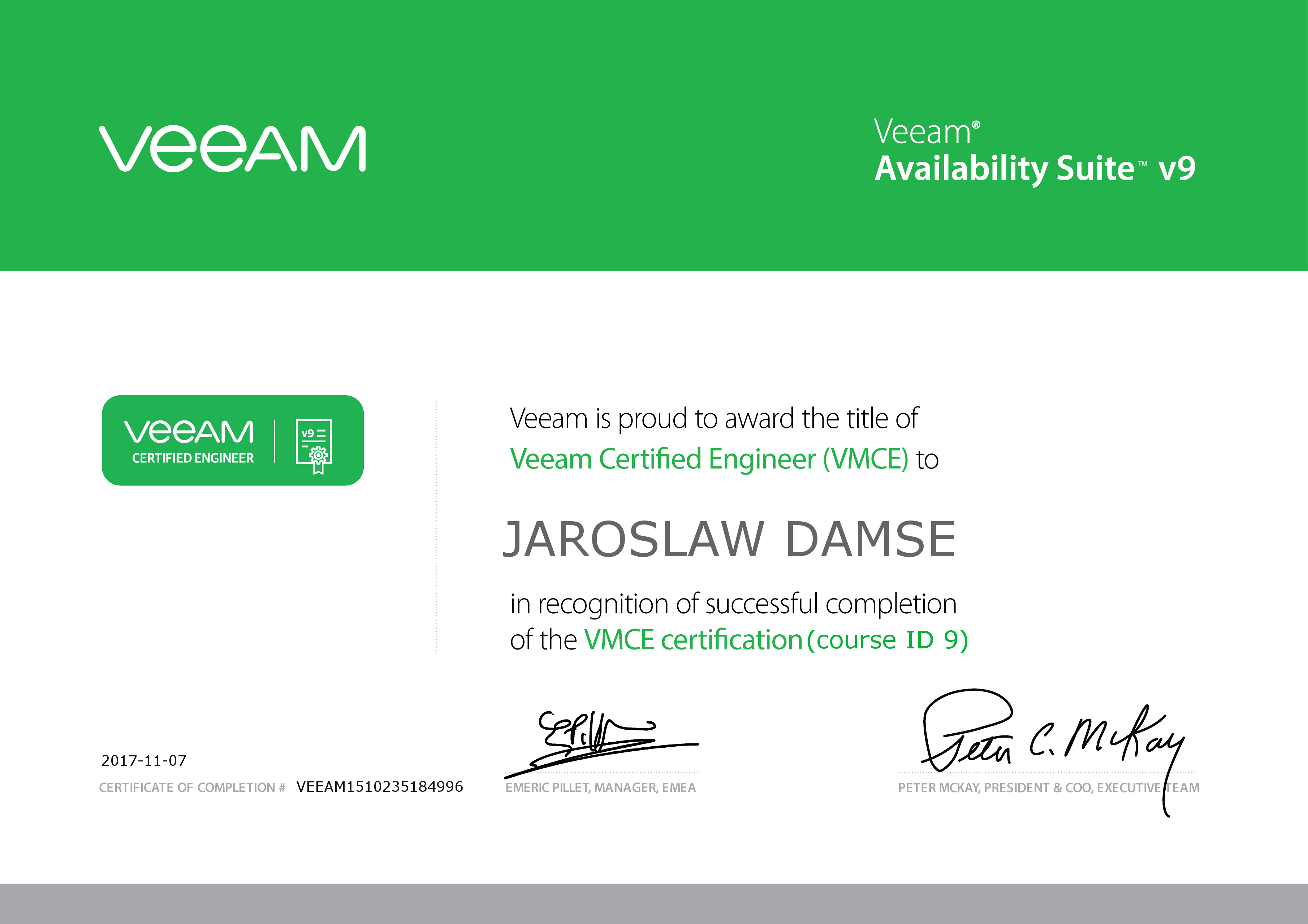 Veeam Certified Engineer