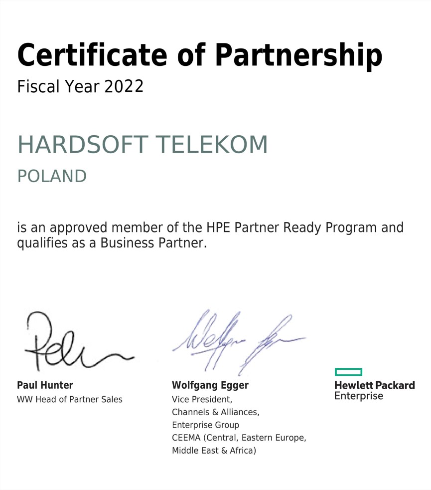HPE Certificate of Partnership