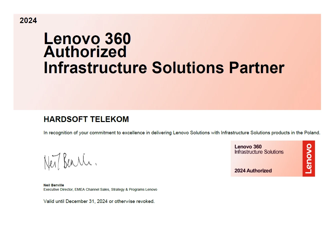Lenovo 360 Authorised Infrastructure Solutions Partner