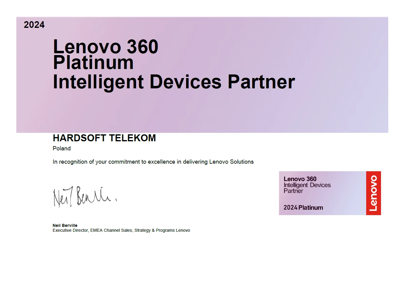 Lenovo 360 Platinum Intelligent Devices Partner